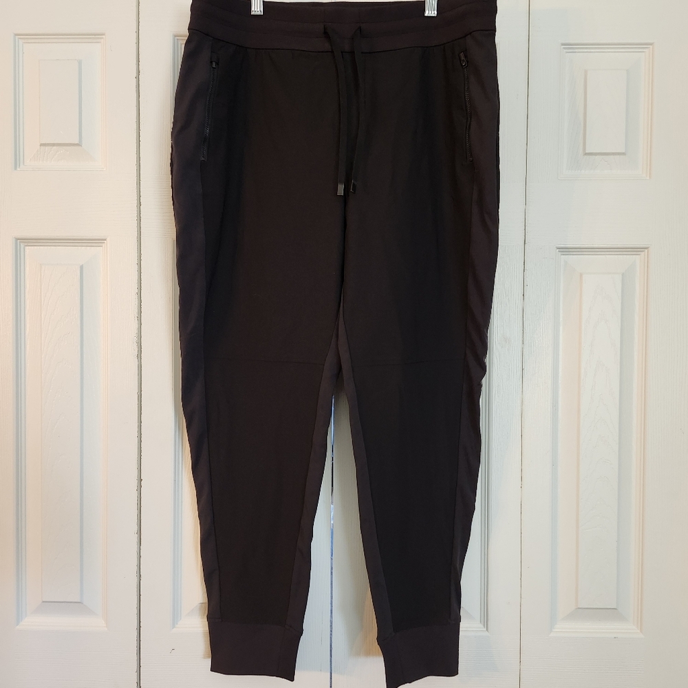 Athleta Headlands‎ Hybrid Trek Jogger Black Mid Rise Drawstring Size 14